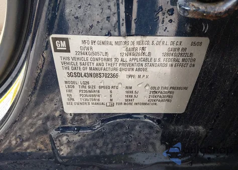 2008 Saturn Vue V6 Xe из США, поврежденный, VIN 3GSDL43N08S702366